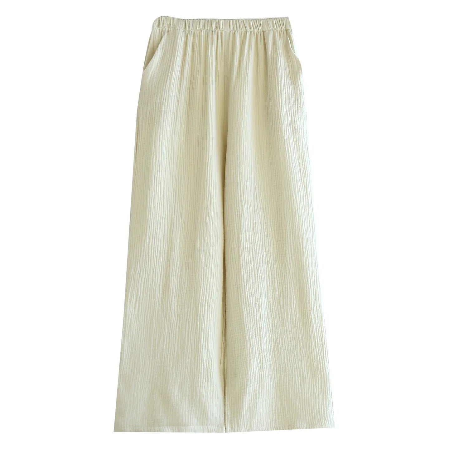 Solid Color Wide-leg Pants Double-layer Cotton Pajama Pants Thin Style Loungewear