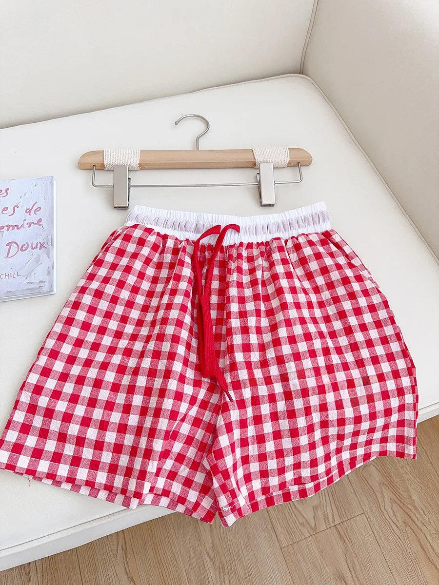 Cotton Flannel Wide Leg Leisure Pants Elastic Waist