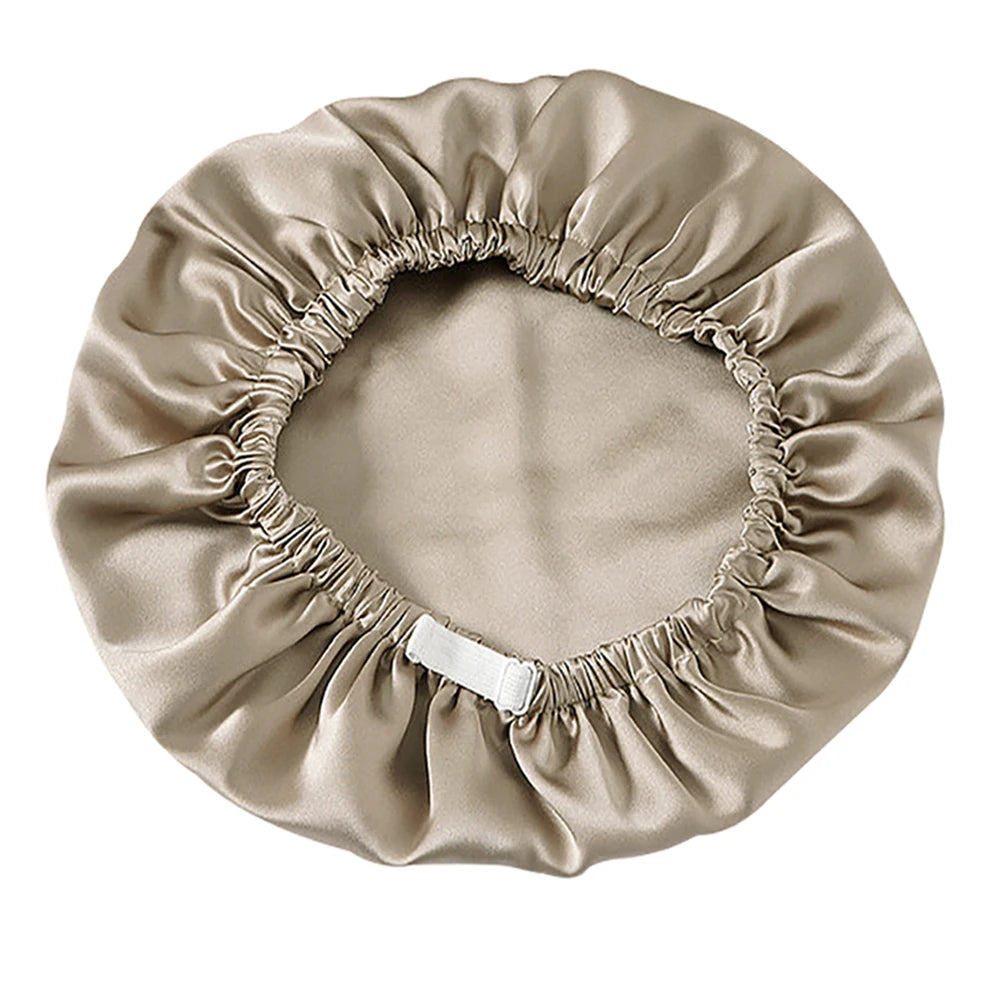 Pure 100% Mulberry Silk Bonnet Sleep Cap Adjustable Silk Night Cap Double Layer Hair Wrap Elastic Headwrap