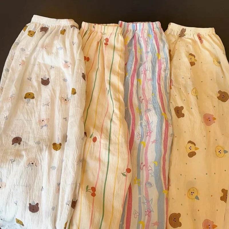 Spring Cartoon Loose High Rise Straight Lounge Pants