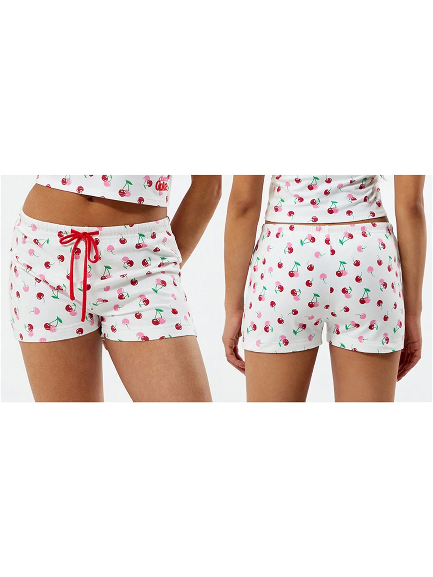 Lightweight Cotton Pajama Shorts with Elastic Waistband Cute Design