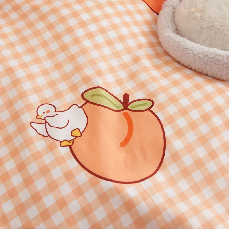 Cute 3pcs Kawaii Soft Fruit Print Bedding Sets Pillow Case Duvet Cover