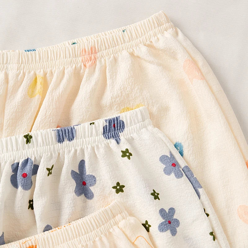 3 Piece Graphic Shorts Soft Comfort Bottoms Casual Sleepwear Loungewear