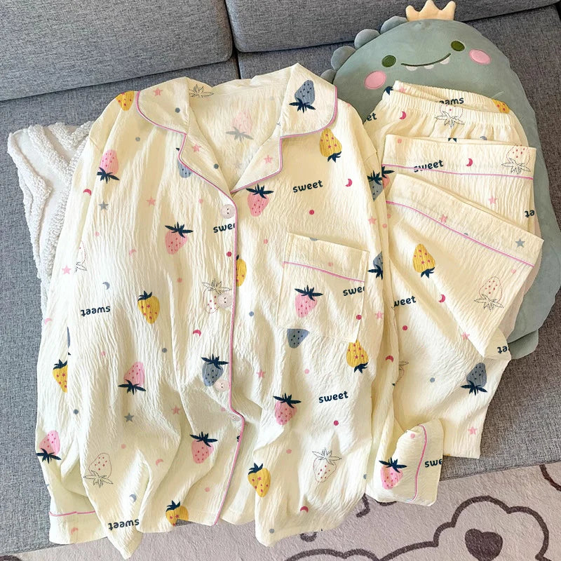 Cutie Long Sleeve Top & Elastic Waist Pants Pajamas Set