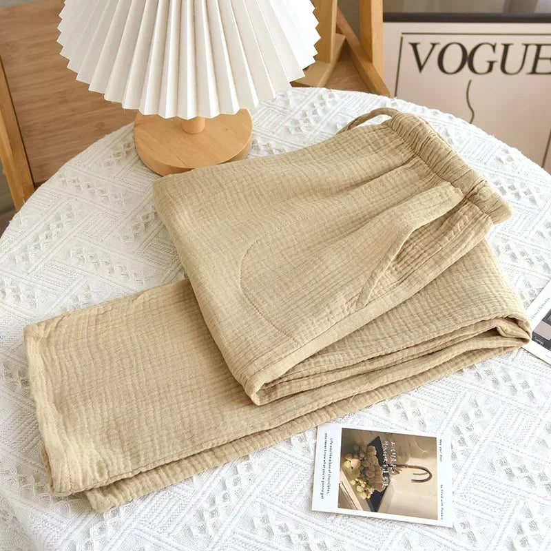 Pajamas Pants 100% Cotton Loose Casual Straight Trousers Sleep Pants