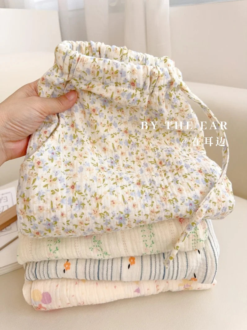 Thin Pure Cotton Bubble Cotton Gauze Sweet Loose High Waist Full Cotton Shorts