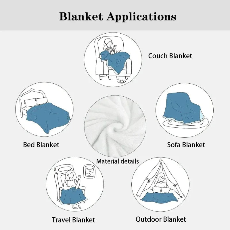 Soft Cartoon Flower Fleece Warm Flannel Throw Blanket