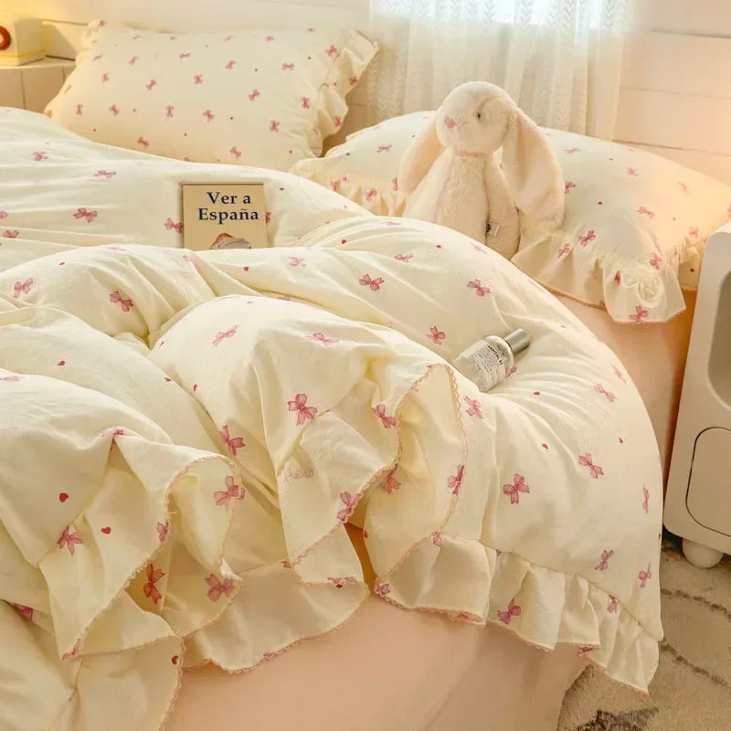 Princess Style Bedding Sets Ruffle Lace Quilt Cover Romantic Bedroom Duvet Cover