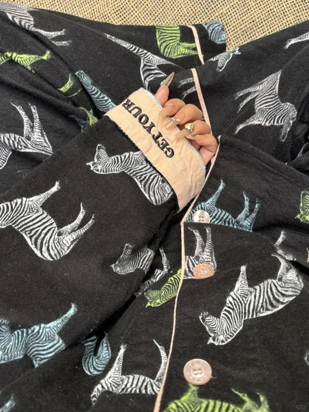 Women's Pajamas Set Cute Cartoon Print Sleepwear Top&pants Two-piece Soft Cotton Femme Nightwear