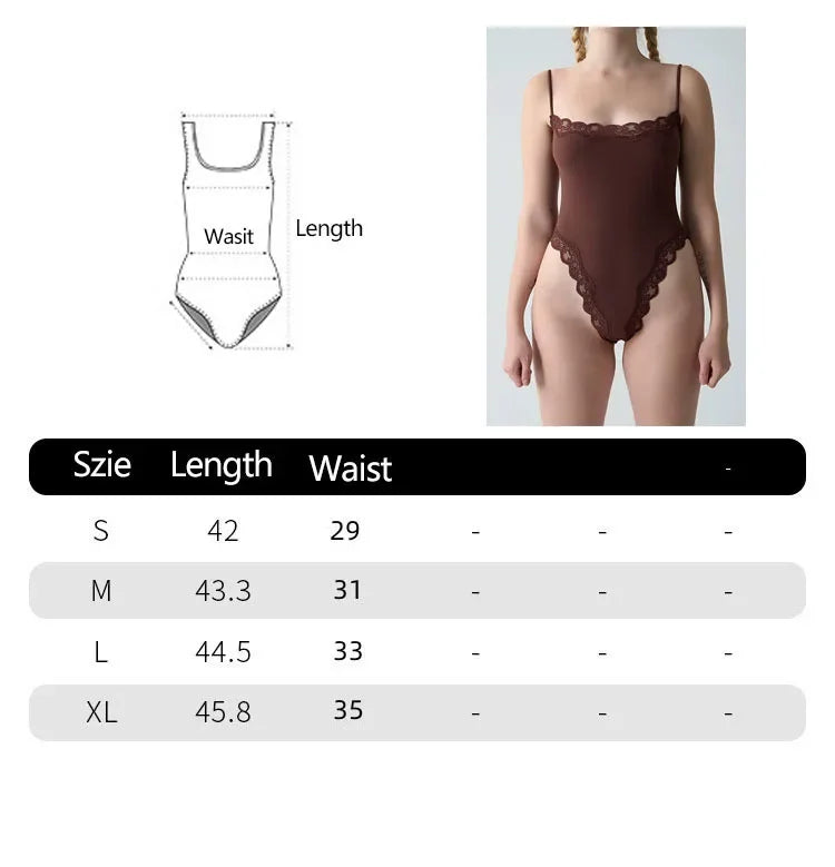 Sexy Lace Patchwork Camisole Square Neck Spaghetti Strap Onesie