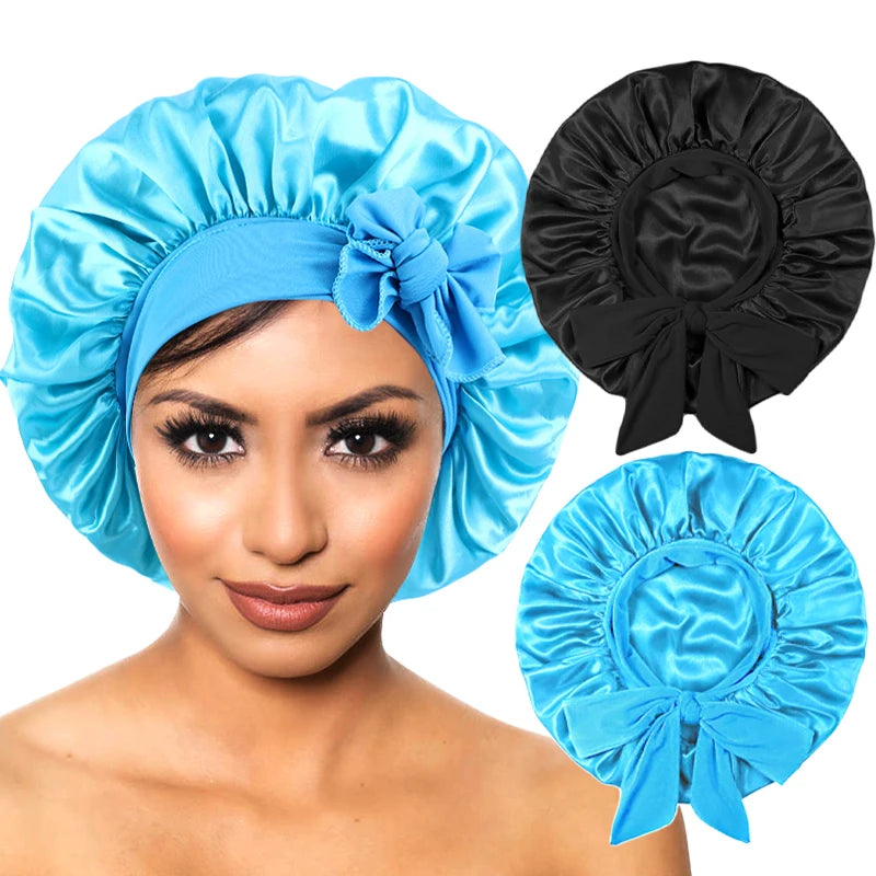 Wide Band Stretch Head Tie Silky Bonnet