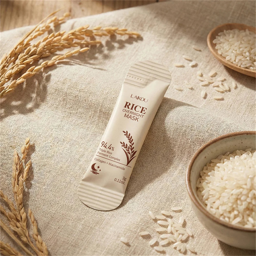 Rice Raw Pulp Whitening Sleep Mask Dark Spots Remover Fade Melanin Reduce Fine Lines Brighten Essence Korean Beauty Skin Care