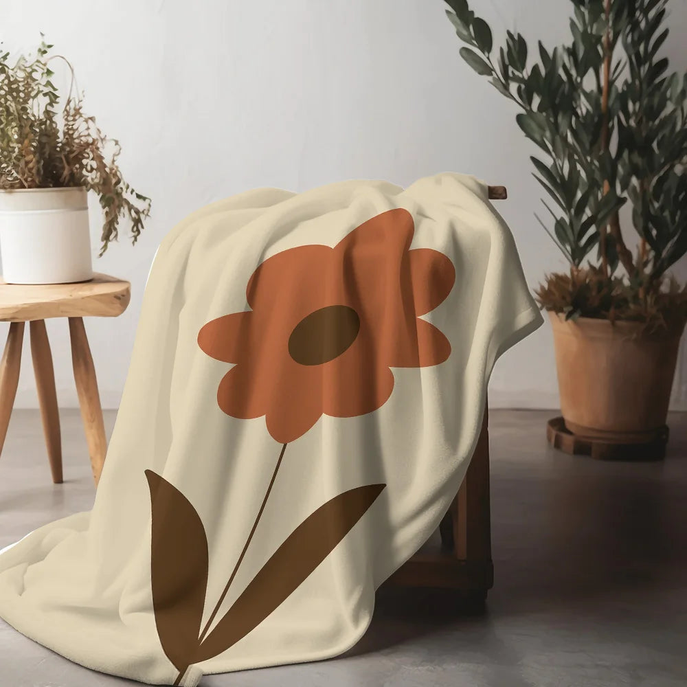 Soft Cartoon Flower Fleece Warm Flannel Throw Blanket