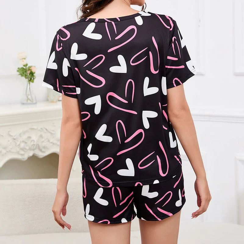 Soft Cozy Short Sleeve Tops & Shorts and Pants Sleepwear 3 Piece