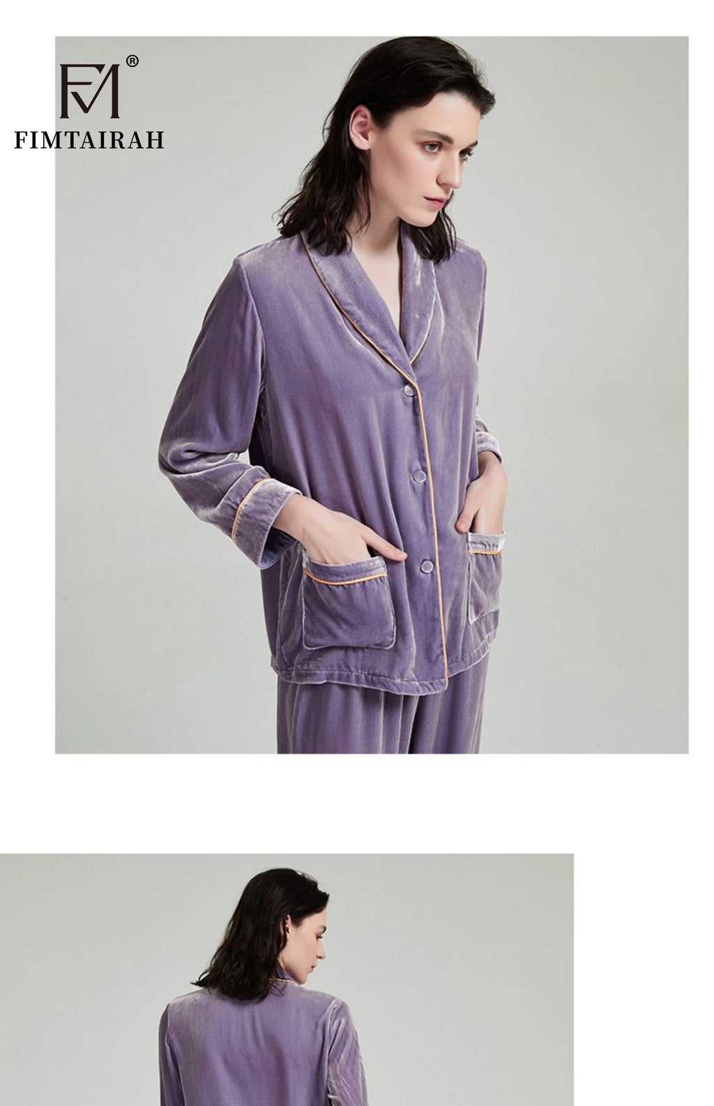 Purple Silk 100% Velvet Two-piece Set