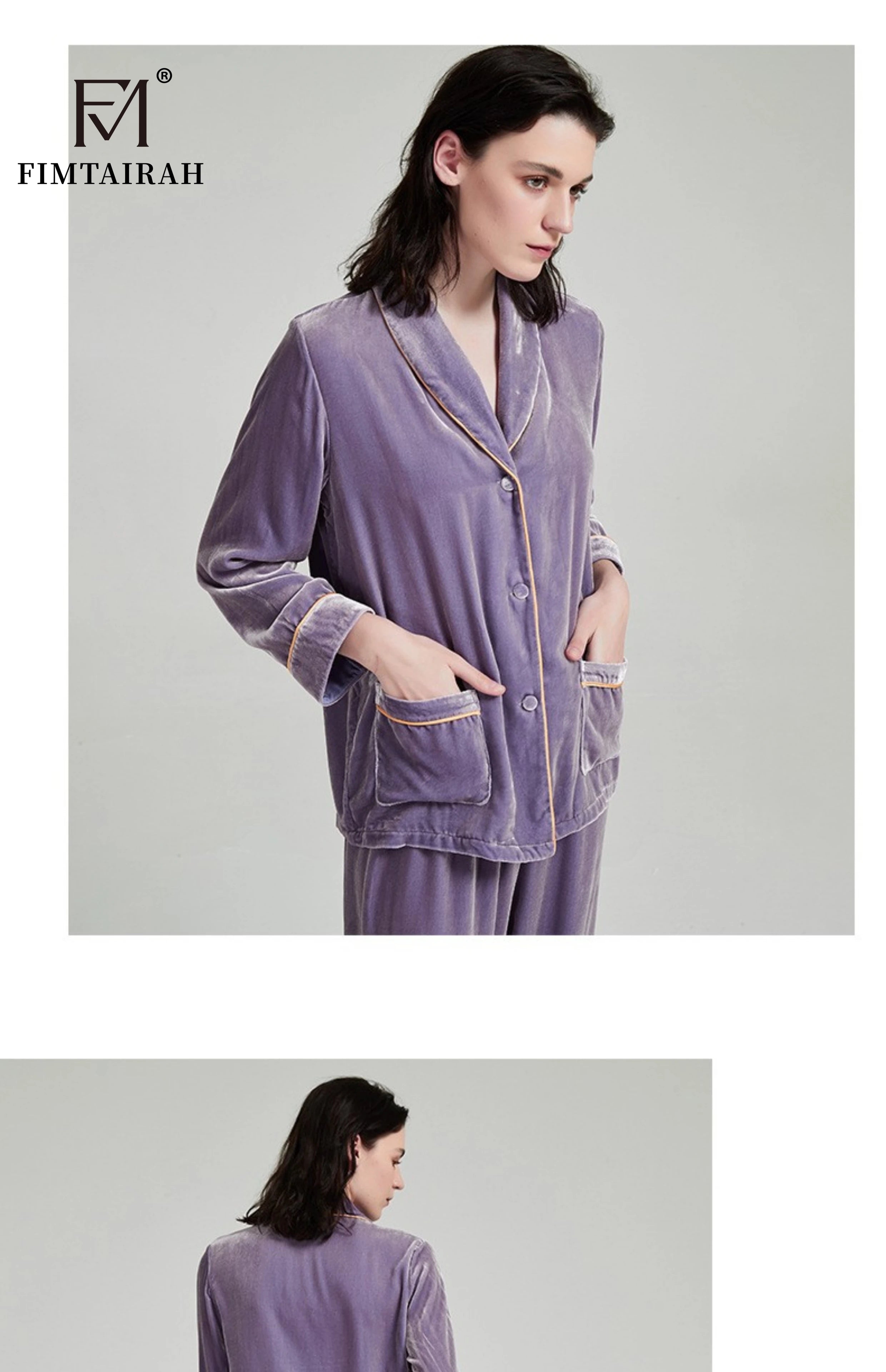Purple Silk 100% Velvet Two-piece Set