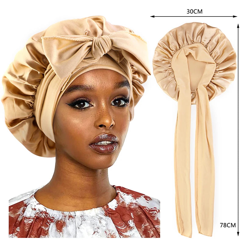 Wide Band Stretch Head Tie Silky Bonnet