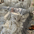 Princess Style Floral Ruffles Bedding Set Skin-friendly Soft Duvet Cover Set Bed Sheet Or Bed Skirt Pillowcases