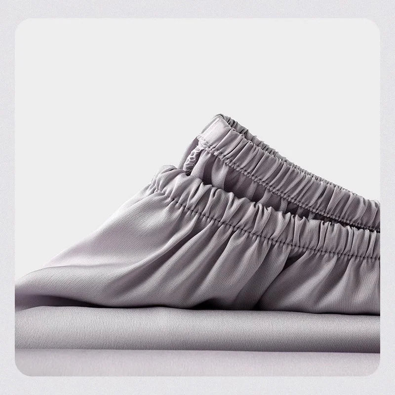 V Neck Spaghetti Strap Two Piece Sexy Satin Lace Trim Cami Top Shorts Lingerie