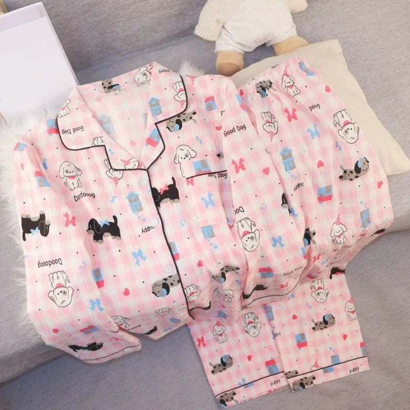 Cute Dachshund Dog Print Pajamas Set