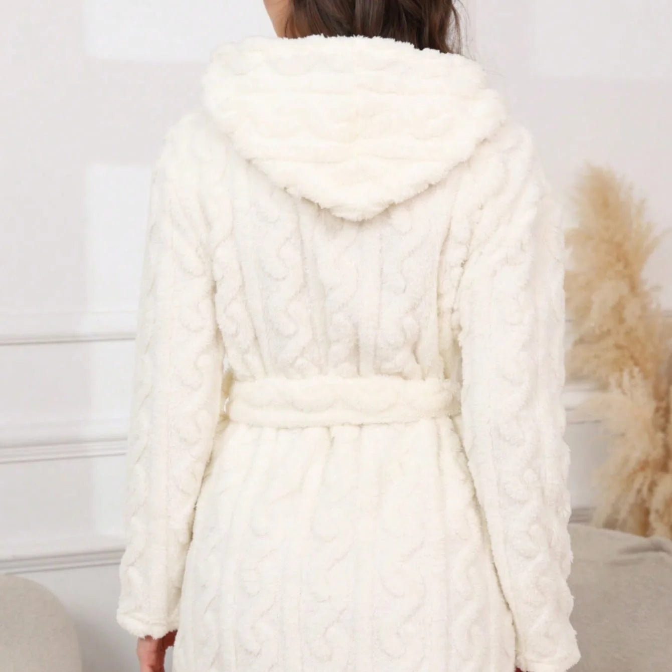 Pure Thick Hooded Bathrobe with Pockets