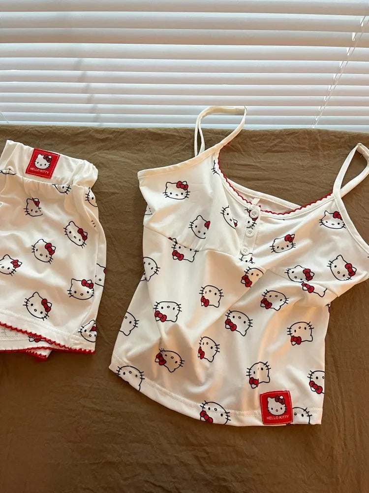 Hello Kitty Anime Pajamas Set Top and Shorts