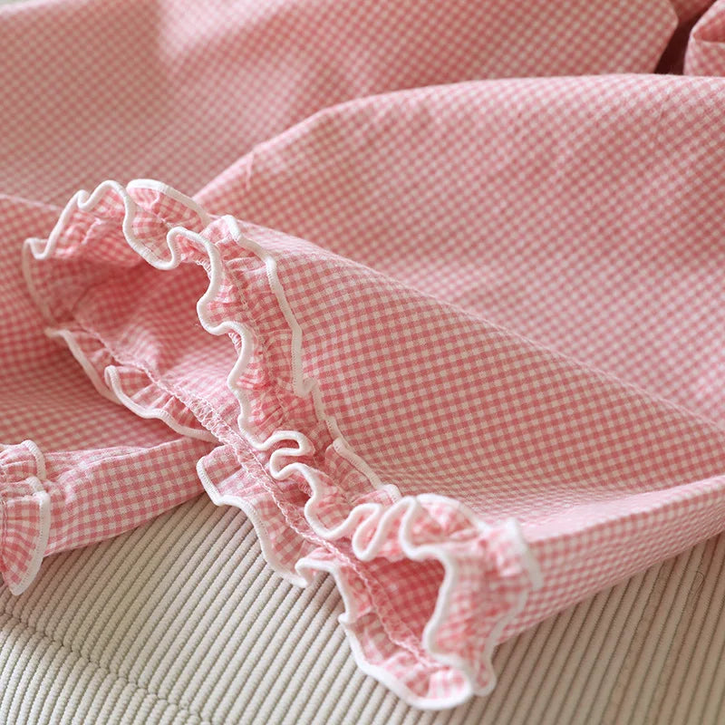 Loose Size Plaid Pajama Pants Elastic Waist Casual Homewear Women Nine-point Trousers