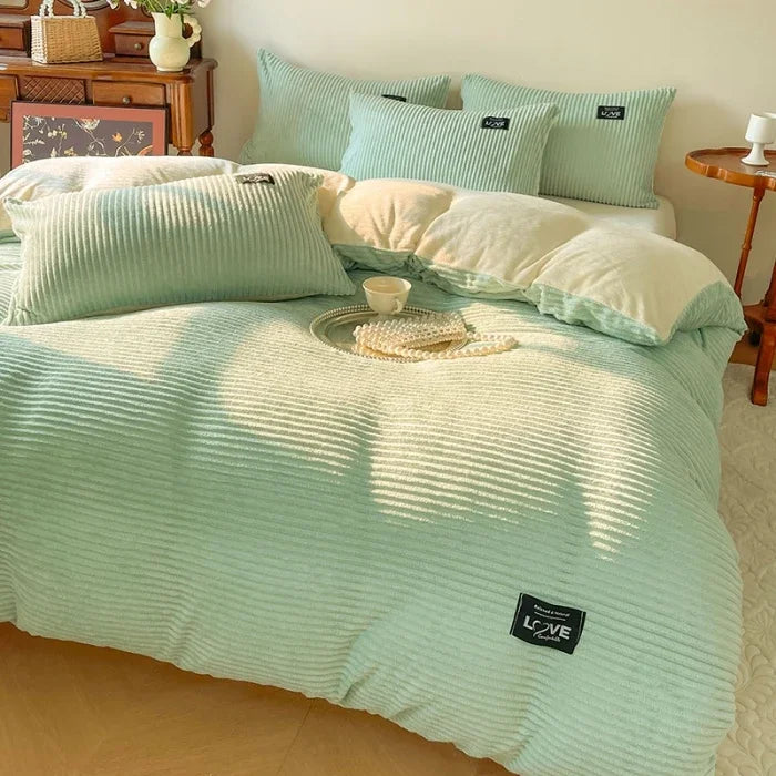 Thick Solid Color Velvet Duvet Cover Warmth Comforter Cover Double Soft Quilt Cover