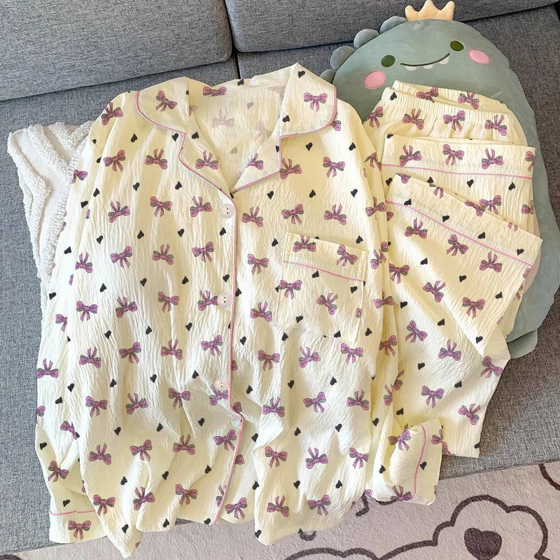 Cutie Long Sleeve Top & Elastic Waist Pants Pajamas Set