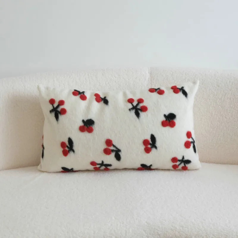 Cherry Lamb Wool Cushion Cover