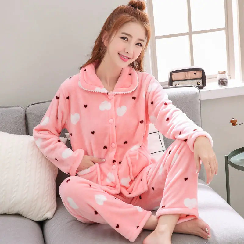 Warm Velvet Padded Thick Flannel Pajamas
