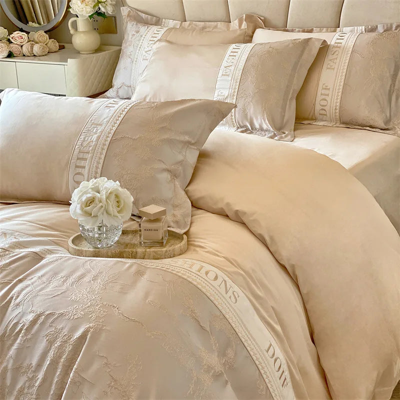 Light Luxury Skin-Friendly Cotton Four-Piece Set, High-End Quilt Cover Bedding