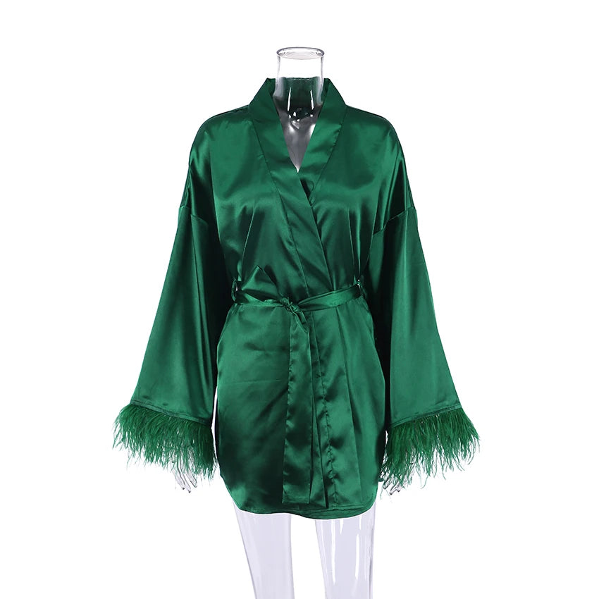Satin Sexy Mini Long Sleeve Loose Dress