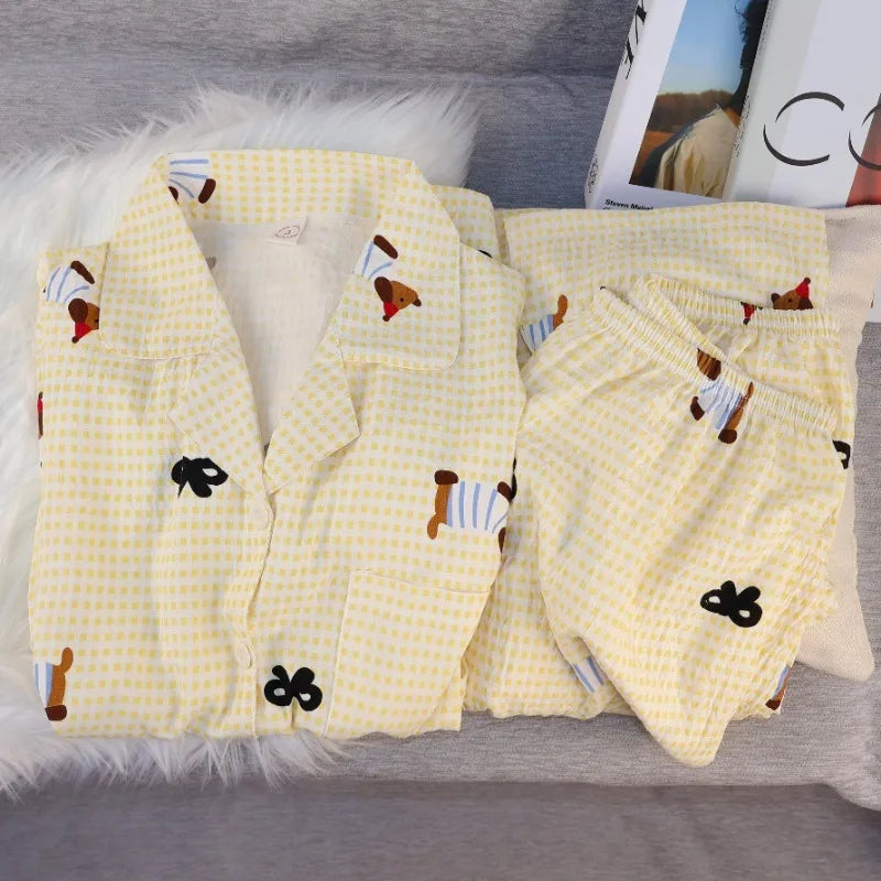 Cute Dachshund Dog Print Pajamas Set