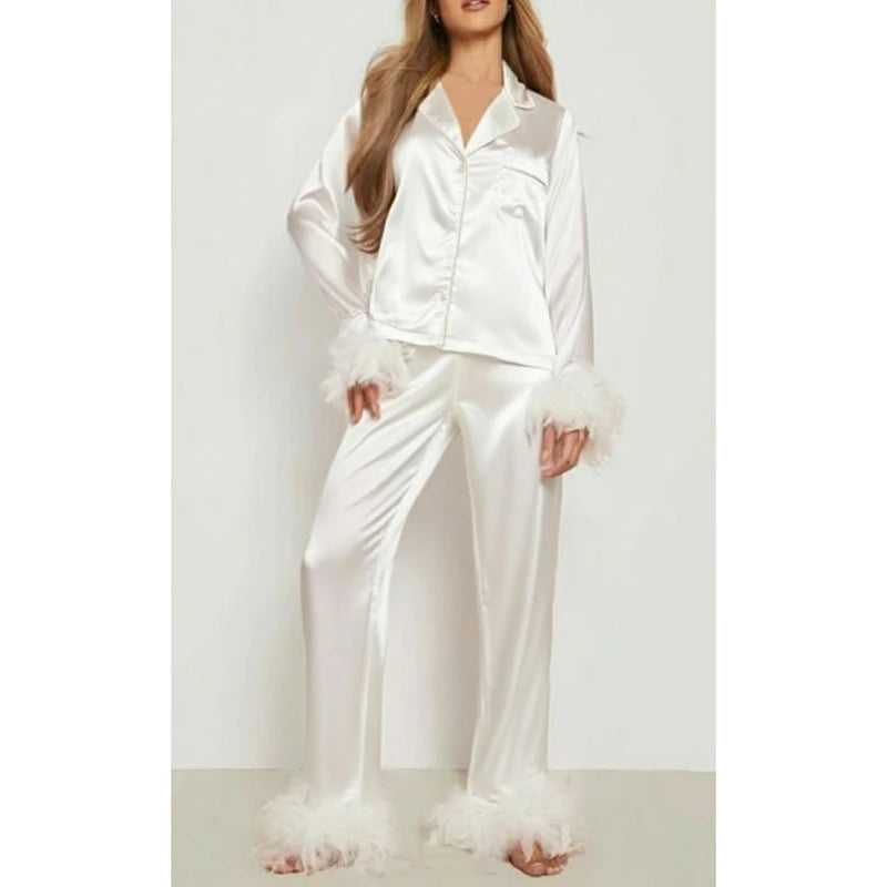 Cloud Nine Feather Satin Pajama Set