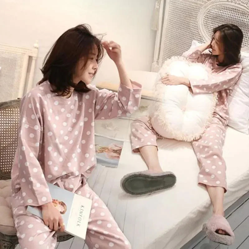 Ladies Variety of Styles Long-sleeved Long Pants Comfortable Pajamas