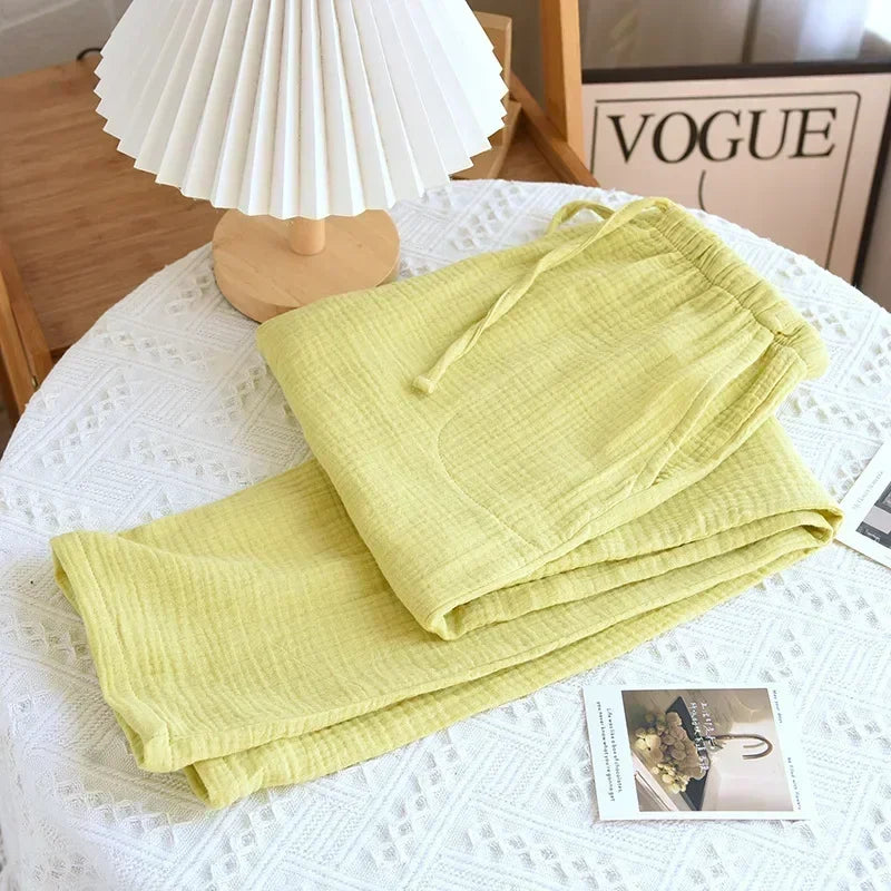 Pajamas Pants 100% Cotton Loose Casual Straight Trousers Sleep Pants
