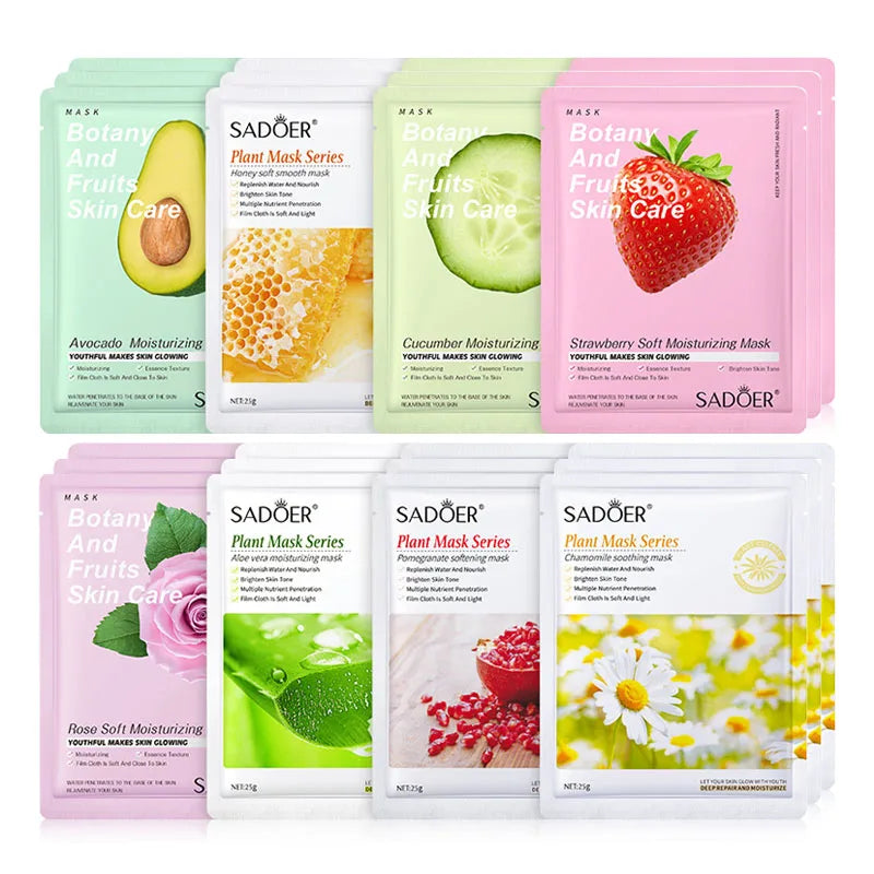 Natural Plant Face Mask Beauty Skincare Facial Masks Moisturizing Firming Hydrating Facial Mask Face Care Korean Cosmetics 8pcs