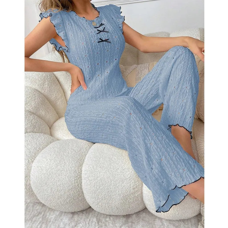 Cute High-end Lace Texture Pajama Set