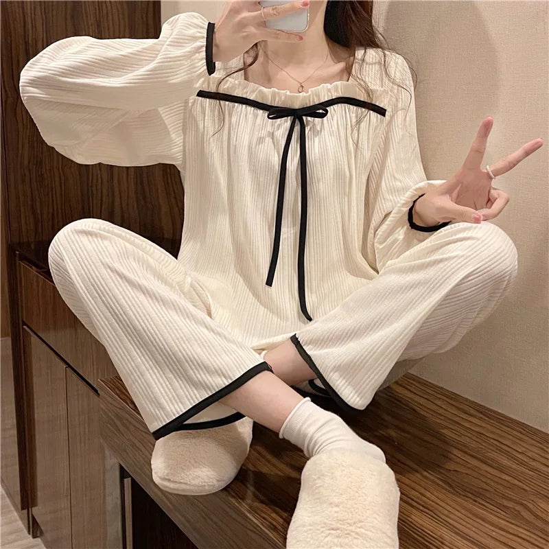 Sweet Leisure Long-Sleeved Long Trousers Pajamas Loose Set