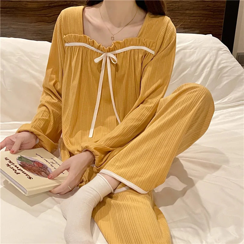 Sweet Leisure Long-Sleeved Long Trousers Pajamas Loose Set