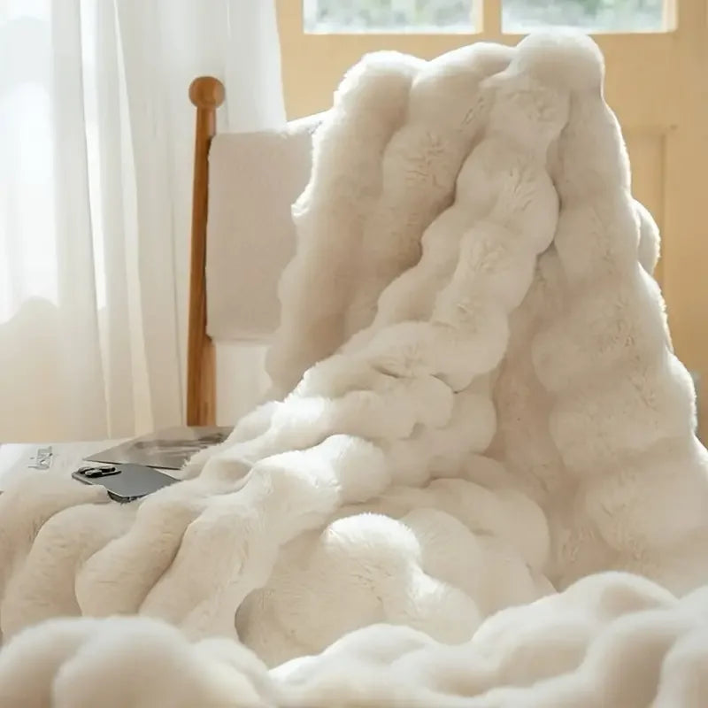 Cozy Faux Rabbit Soft Warm Fleece Blanket