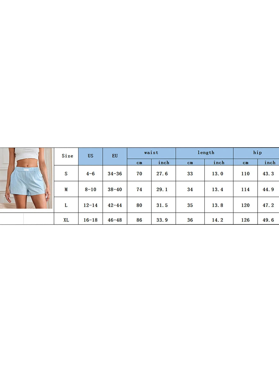 Loungewear Solid Elastic Waist Wide Leg Pajamas Boxers Shorts with Pockets