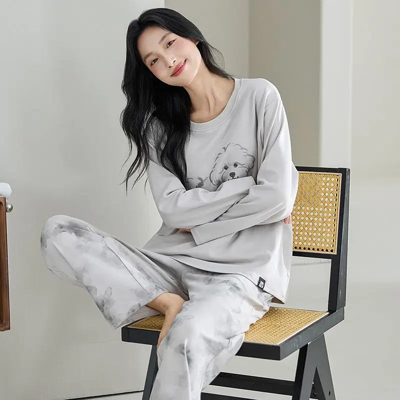Cute Illustration Cartoon 100% Cotton Pajama Sets