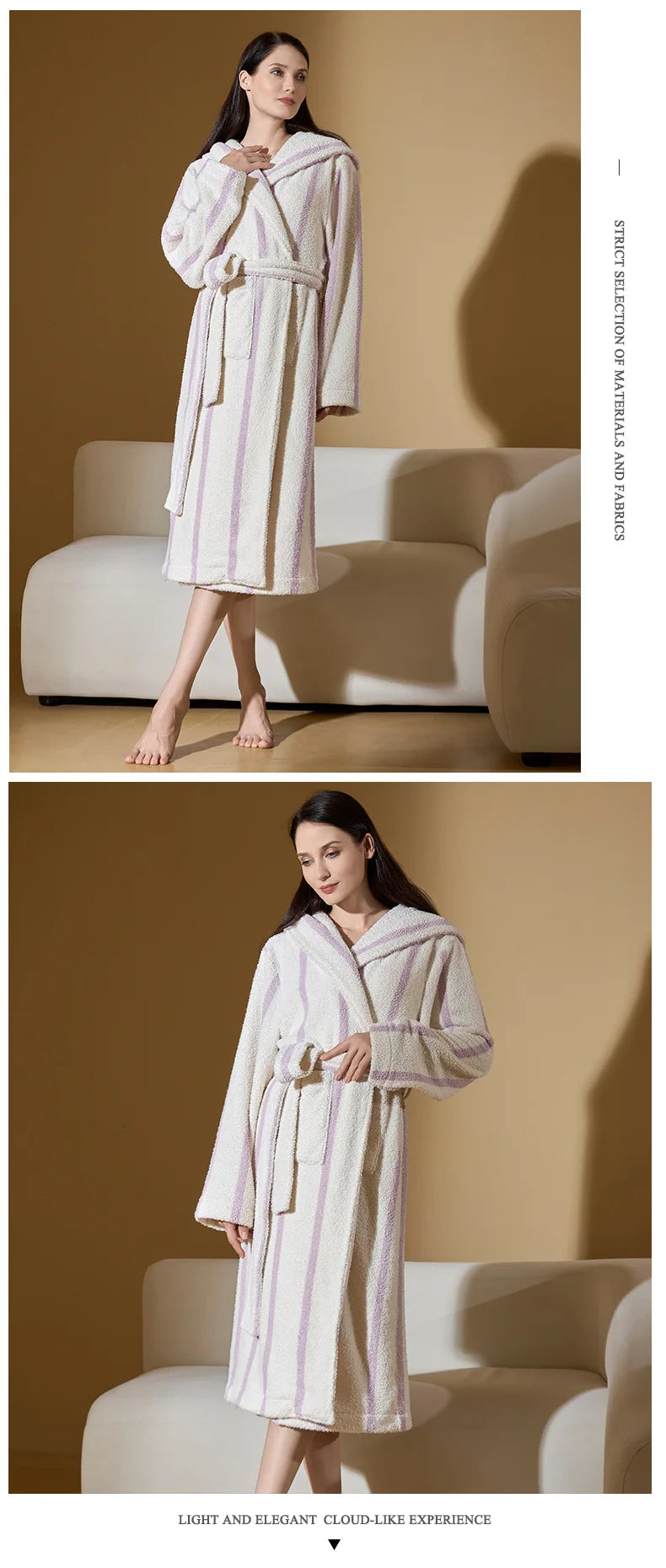 Hooded Robe Thick Coral Fleece Gown with Pocket