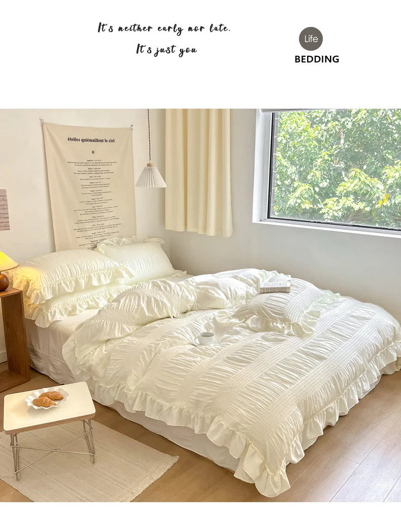 Lace Bed Sheet Quilt Solid Duvet Cover