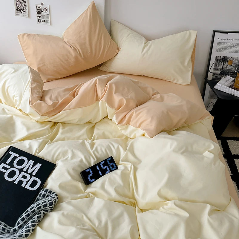 Simple Solid Color Bedding Set Soft Brushed Duvet Covers