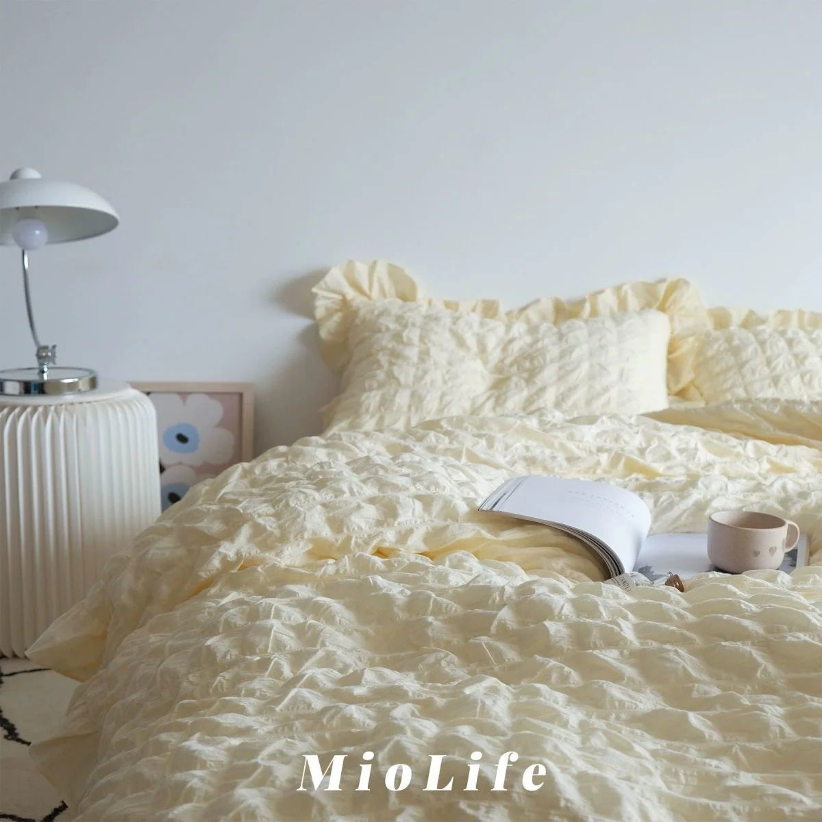 Solid Color Ruffles Lace  Kawaii Soft Sheet Duvet, Pillow & Quilt Cover