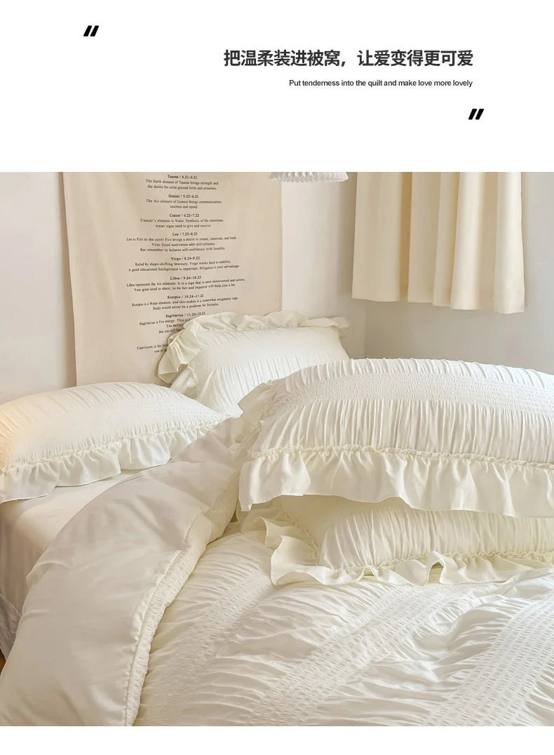 Lace Bed Sheet Quilt Solid Duvet Cover