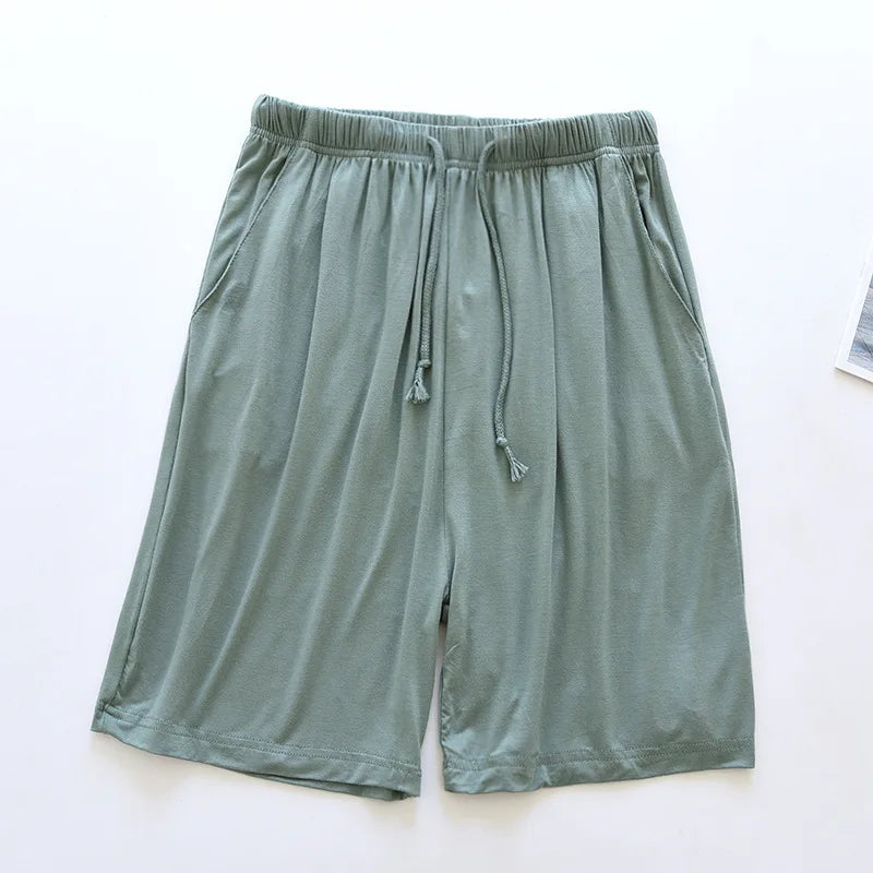 Loose Elastic Waist Solid Sleep Bottoms